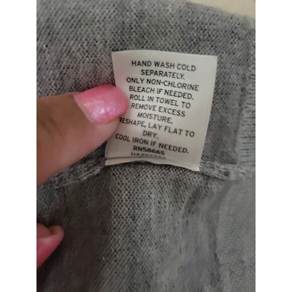 Halogen Gray Black Cream Button Down 100% Merino Wool Cardigan, Sz S - Picture 3 of 8